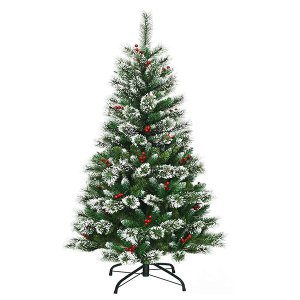 Bob And Shy Premium Snow Flocked Pine Artificial Christmas Tree Berries