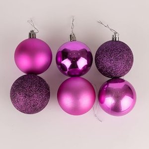 St Charles Christmas Baubles Shatterproof Purple, Christmas Tree Decorations Ball Ornaments Balls Xmas Hanging Decorations Holiday Decor - Shiny,Matte,Glitter Pink