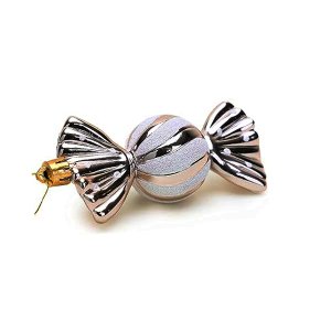 Pack of 5-110mm Large Sweet Shaped Baubles - Shiny & Glitter Decorated - Christmas Baubles Gold