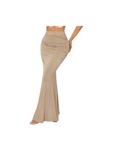 High-Waist Ruched Mermaid Maxi Skirt for Women - Bodycon Fit & Sexy Style