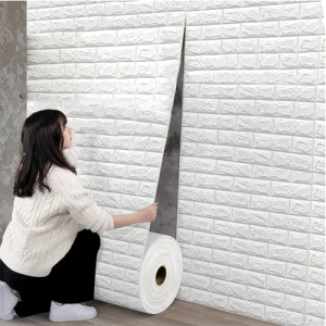 PS Foam 3D Brick Wallpaper Sticker: Easy & Affordable Bedroom Makeover, 50.04cm x 5.0 meter Self-Adhesive Waterproof Moisture-Proof Wall Decor