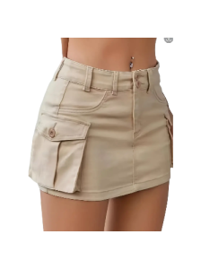 Cargo Chic: High Waist Mini Skirt with Flap Pockets - Spring & Summer Style