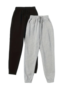 2 Pcs Casual Solid Lounge Bottoms, Drawstring Elastic High Waist Joggers With Pockets, Women's Sleepwear & Loungewear(mixed color)