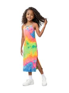 Girls' Tie Dye Spaghetti Strap Slit Hem Dress | Trendy Summer Outfit