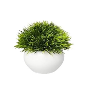 Bushy Green Circle Artificial Plant in White Clay Pot