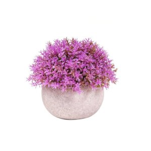 Bushy Lilac Bloom Artificial Plant in White Clay Pot