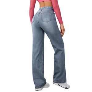 The Prestige Edit Ladies  Casual Loose-Fit Wide-Leg Denim Pants With Pockets For Daily Wear