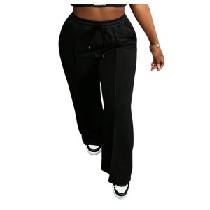 The Prestige Edit Wide-Leg Thermal Sweatpants Black