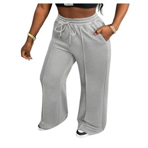 The Prestige Edit Wide-Leg Thermal Sweatpants Grey