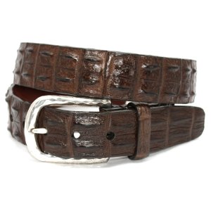 P A  Handcrafted Genuine Croc leather belts  Brown