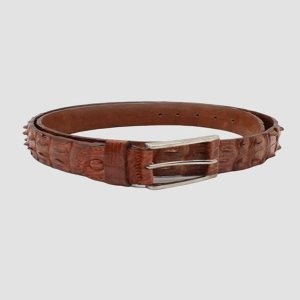 P A  Handcrafted Genuine Croc leather belts  Brown