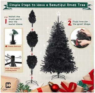 P A Black Artificial Christmas Tree with Decorations 210