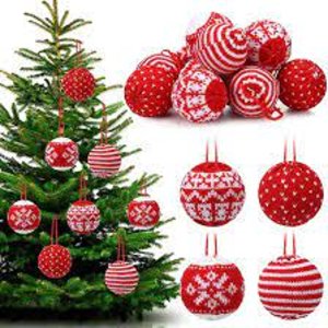 P A Beaded Christmas Ball Ornaments - Christmas Colors 6 pcs