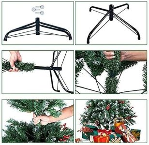 P A GREEN CHRISTMAS TREE  WITH PINE  CONES AND BERRIES 2.1m