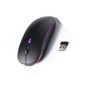 Wireless Rechargeable Mouse with RGB LED, 3 DPI Modes (800-1600), USB-C Charging, ABS Shell, Bluetooth/2.4G